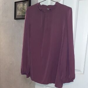 SHEIN Plum Long Sleeve Blouse,Size 2XL (Fits Like A 1XL). NWOT.